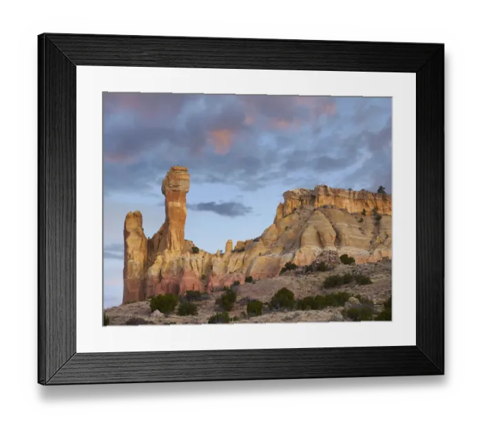 Framed Print : Rock formation at dawn, Chimney Rock, Ghost Ranch, New Mexico Framed Print : Rock formation at dawn, Chimney Rock, Ghost Ranch, New Mexico