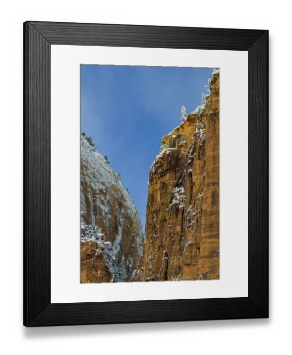 Framed Print : Canyon cliff in winter, Zion National Park, Utah Framed Print : Canyon cliff in winter, Zion National Park, Utah