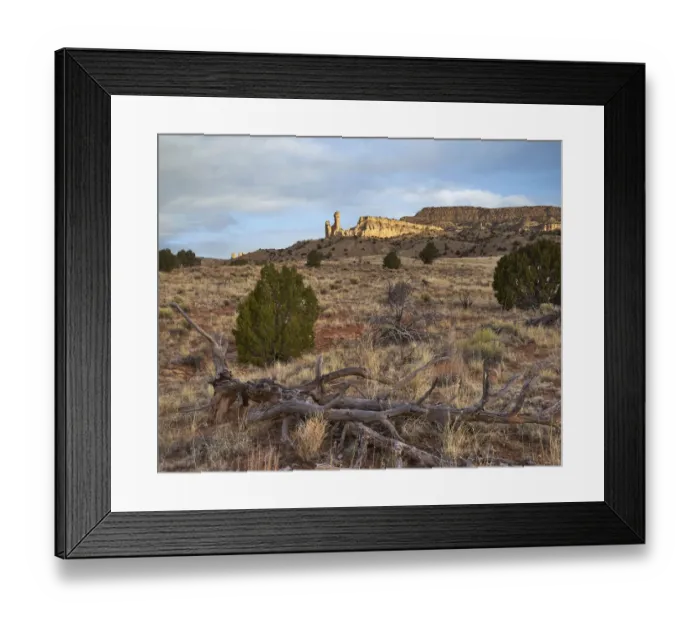 Framed Print : Rock formation in desert at dawn, Chimney Rock, Ghost Ranch, New Mexico Framed Print : Rock formation in desert at dawn, Chimney Rock, Ghost Ranch, New Mexico