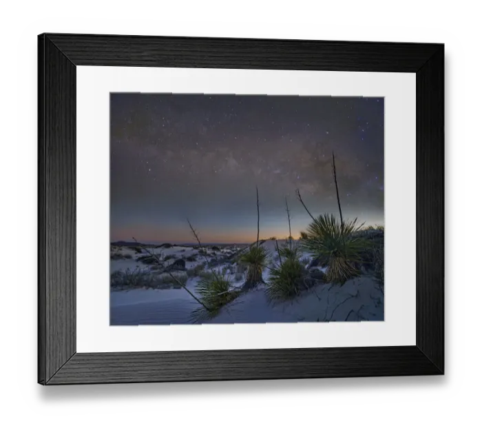 Framed Print : Salt flats at night, Guadalupe Mountains National Park, Texas