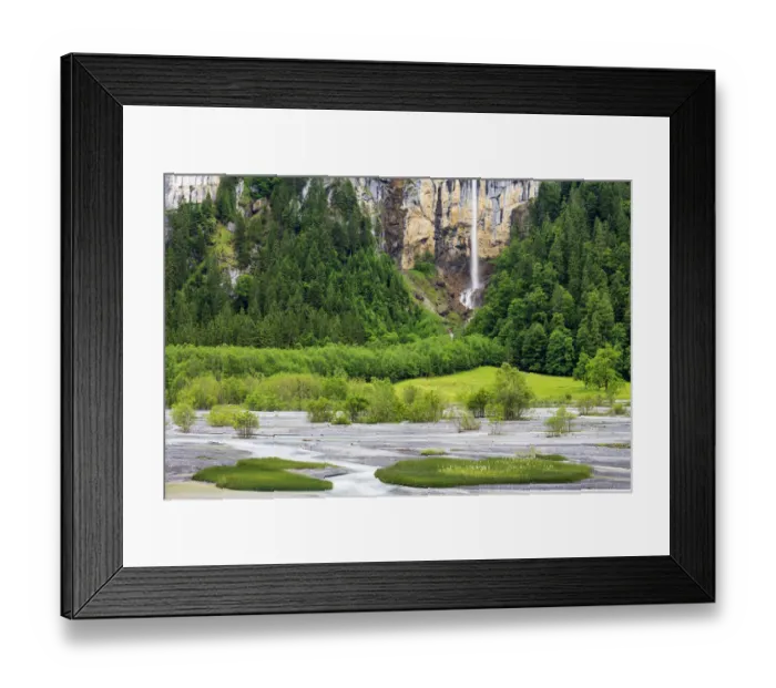 Framed Print : Waterfall and river, Gwindlibachfall, Switzerland Framed Print : Waterfall and river, Gwindlibachfall, Switzerland