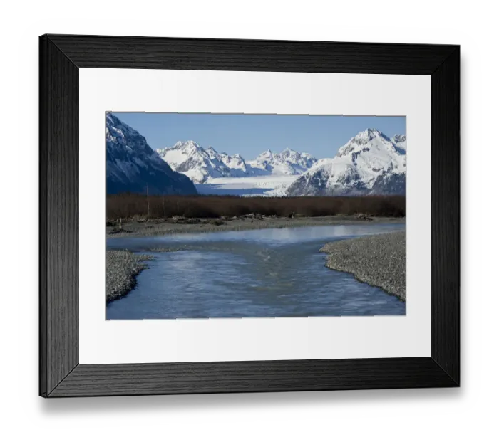Framed Print : River and Sheridan Glacier, Chugach Mountains, Alaska Framed Print : River and Sheridan Glacier, Chugach Mountains, Alaska