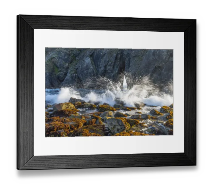 Framed Print : Waves breaking in front of arch, Harris Beach State Park, Oregon