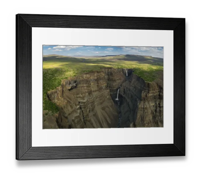 Framed Print : Waterfalls in deep canyon in plateau, Putorana Plateau, Siberia, Russia Framed Print : Waterfalls in deep canyon in plateau, Putorana Plateau, Siberia, Russia