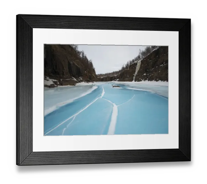 Framed Print : Frozen river in canyon, Putorana Plateau, Siberia, Russia Framed Print : Frozen river in canyon, Putorana Plateau, Siberia, Russia
