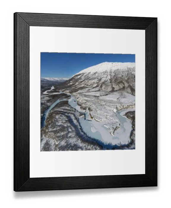 Framed Print : Frozen river and mountain in winter, Putorana Plateau, Siberia, Russia Framed Print : Frozen river and mountain in winter, Putorana Plateau, Siberia, Russia