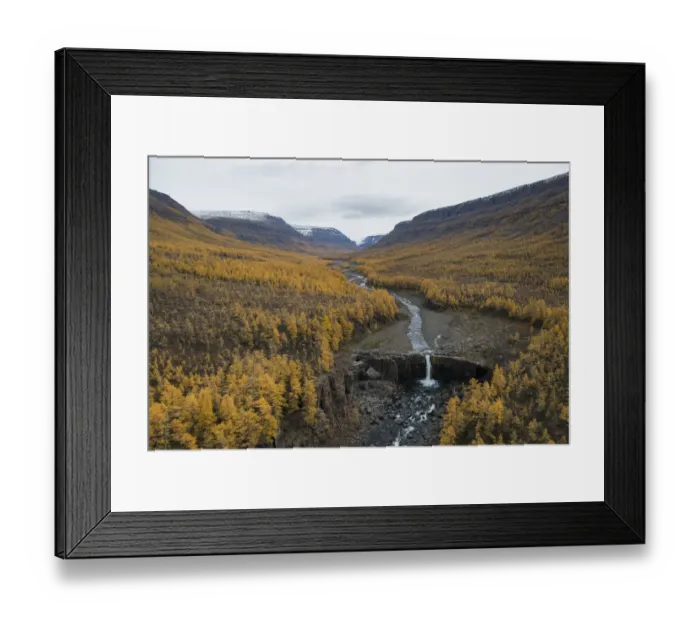 Framed Print : River with waterfall in taiga, Putorana Plateau, Siberia, Russia Framed Print : River with waterfall in taiga, Putorana Plateau, Siberia, Russia