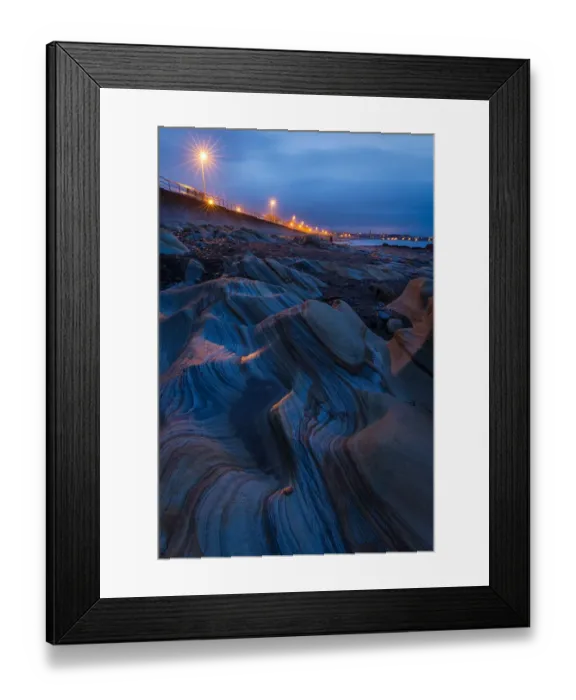 Framed Print : Light falling on the rocks on Berwick beach, Northumberland, England Framed Print : Light falling on the rocks on Berwick beach, Northumberland, England