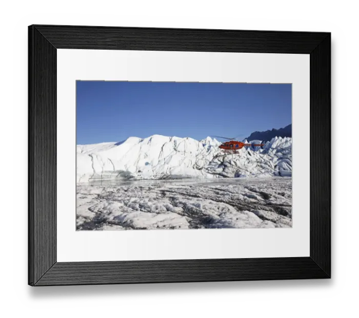 Framed Print : Rescue helicopter landing on the Matanuska Glacier, Alaska, United States