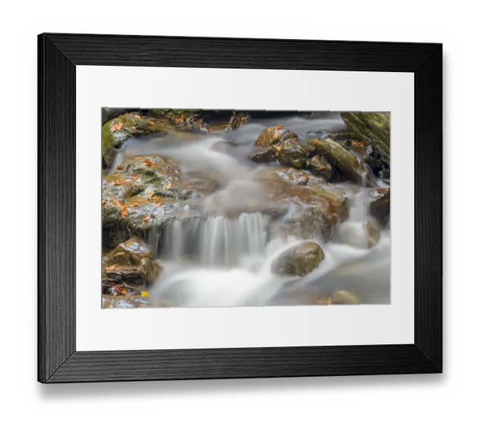 Framed Print : Waterfall with autumnal leaves, Haute-Savoie, France