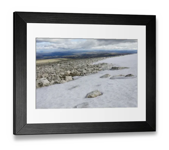 Framed Print : Prestholtseter near Geilo (N) mountain landscape with snow and rock covered slopes Framed Print : Prestholtseter near Geilo (N) mountain landscape with snow and rock covered slopes