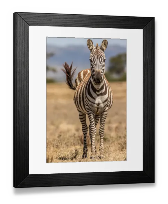 Framed Print : Plains Zebra (Equus quagga) adult female flicking tail while standing in midday sun Framed Print : Plains Zebra (Equus quagga) adult female flicking tail while standing in midday sun