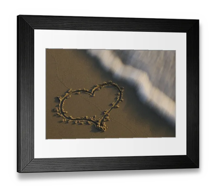 Framed Print : Heart in sand washed away by wave, The Netherlands, Noord-Holland Framed Print : Heart in sand washed away by wave, The Netherlands, Noord-Holland
