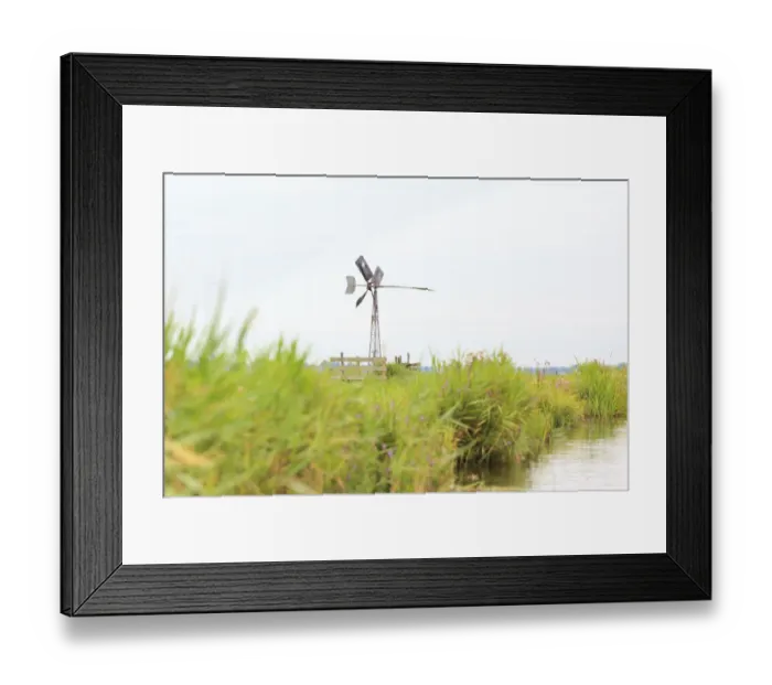 Framed Print : Windmill in peat meadow for dewatering in summer, Waterland, Noord-Holland Framed Print : Windmill in peat meadow for dewatering in summer, Waterland, Noord-Holland