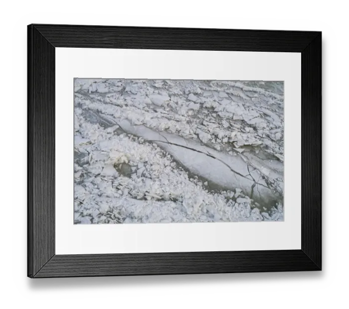 Framed Print : Aerial view, shot almost straight down, of hummocking ice in the Markermeer after a long Framed Print : Aerial view, shot almost straight down, of hummocking ice in the Markermeer after a long