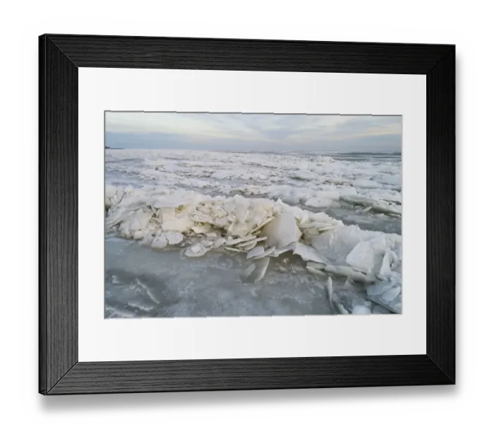 Framed Print : Aerial view of ice hummocking in the Markermeer after a long period of frost in February Framed Print : Aerial view of ice hummocking in the Markermeer after a long period of frost in February