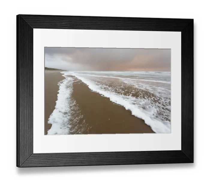Framed Print : Foam on North Sea beach at stormy winter day, North Sea beach, the Netherlands Framed Print : Foam on North Sea beach at stormy winter day, North Sea beach, the Netherlands