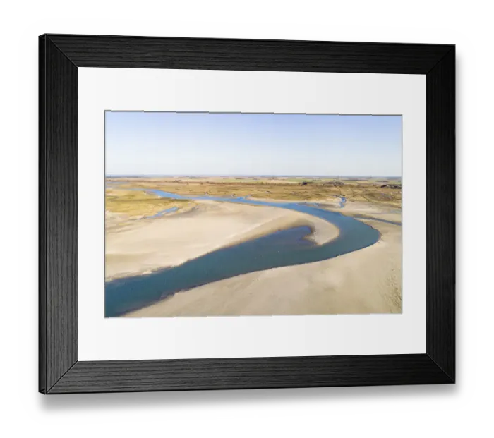 Framed Print : Aerial view of the Slufter Valley, looking out over the island in the direction of Framed Print : Aerial view of the Slufter Valley, looking out over the island in the direction of
