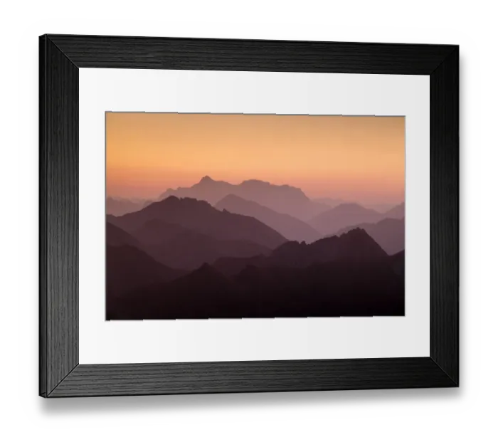Framed Print : Mountain peaks at sunrise, Hinterstein, Bavaria, Germany Framed Print : Mountain peaks at sunrise, Hinterstein, Bavaria, Germany