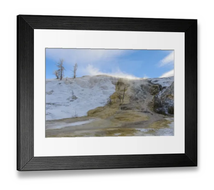 Framed Print : Lower terras in winter, Yellowstone National Park, Wyoming, United States Framed Print : Lower terras in winter, Yellowstone National Park, Wyoming, United States