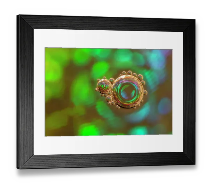 Framed Print : Abstract shot of water drops floating on the surface as seen from above, The Netherlands Framed Print : Abstract shot of water drops floating on the surface as seen from above, The Netherlands