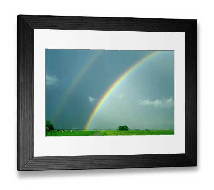 Framed Print : Double rainbow over landscape, Europe Framed Print : Double rainbow over landscape, Europe