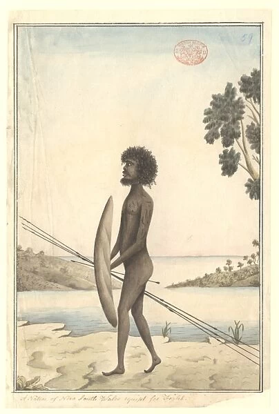 Aboriginal man armed for combat