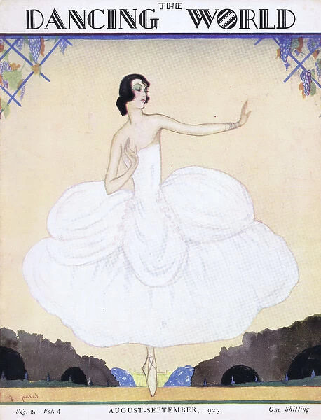 Art deco cover of The Dancing World Magazine by Peres