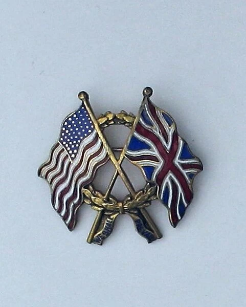 Flags of the USA and the United Kingdom brooch