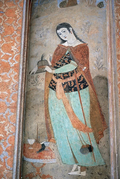 Fresco depicting a woman. Ali Qapu Palace. Reception portico