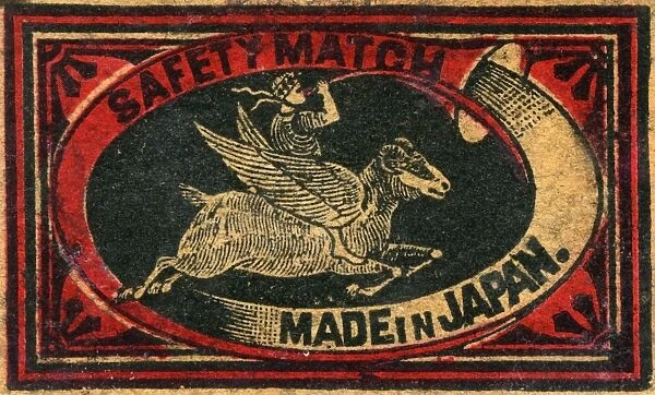 Old Japanese Matchbox label with a winged ram