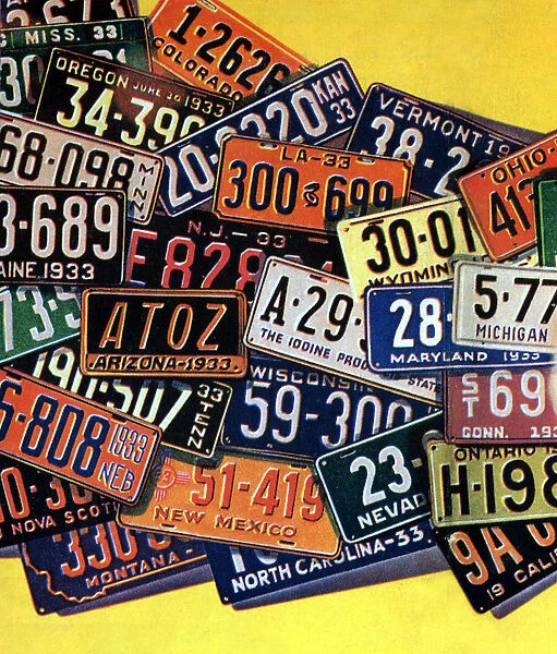 Pile of License Plates Date: 1933