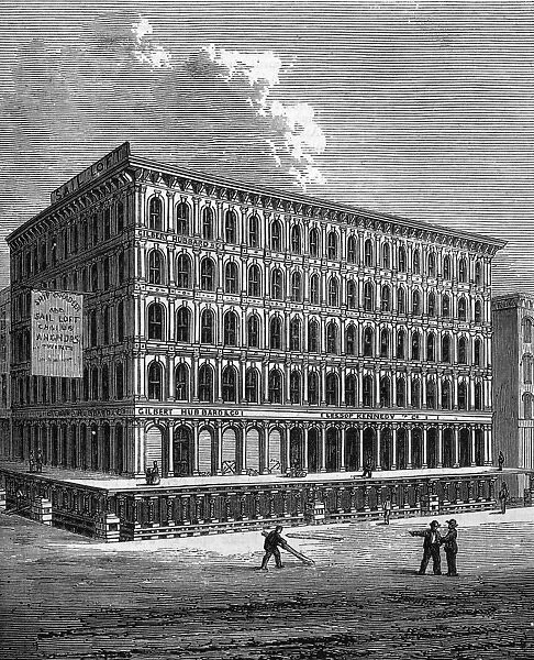 Raising a house in Chicago, 1871