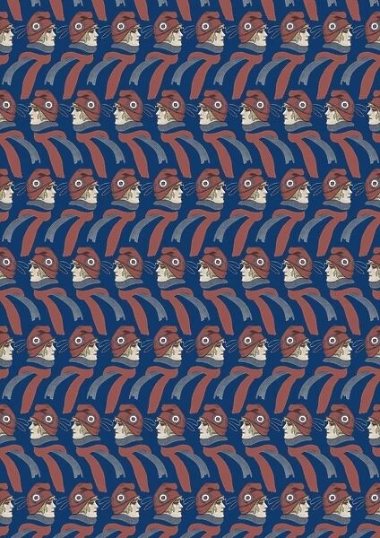 Repeating Pattern - French girl in Tricolore scarf  /  hat