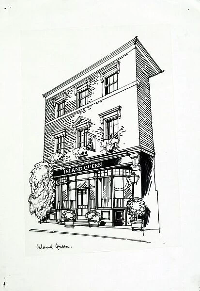 Sketch of Island Queen PH, Islington, London