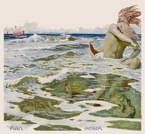AEGIR. The Norse god of the sea : his wife, Ran, can be seen beneath the waves