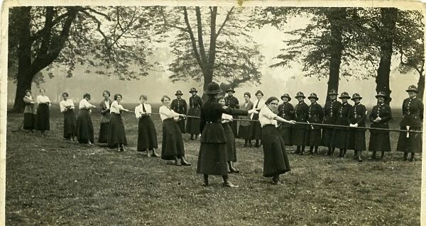 Women police officers in a tug-of-war contest, Hyde Park