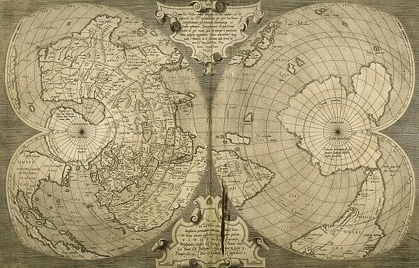 World map. Italian engraving. 16th century