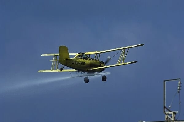 Plane Crop spraying in Adalucia, Spain, January