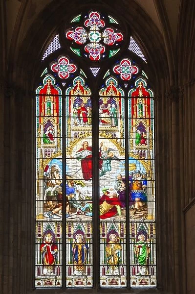 Stained-glass window, Cologne Cathedral, UNESCO World Heritage Site, Cologne, North Rhine Westphalia, Germany, Europe