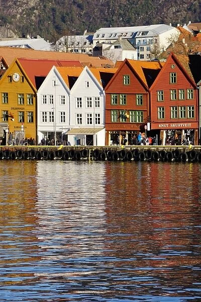 Traditional wooden Hanseatic merchants buildings of the Bryggen, UNESCO World Heritage Site