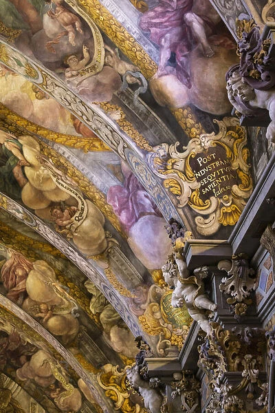 Spain, Comunidad Valenciana, Valencia, Details of the frescos in the vault of St Nicholas