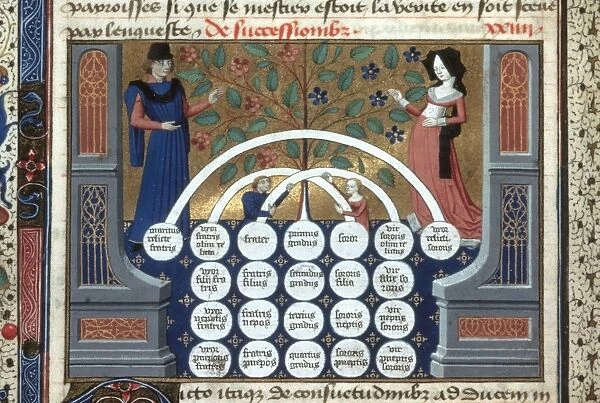 TREE OF AFFINITY, c1470. French manuscript illumination