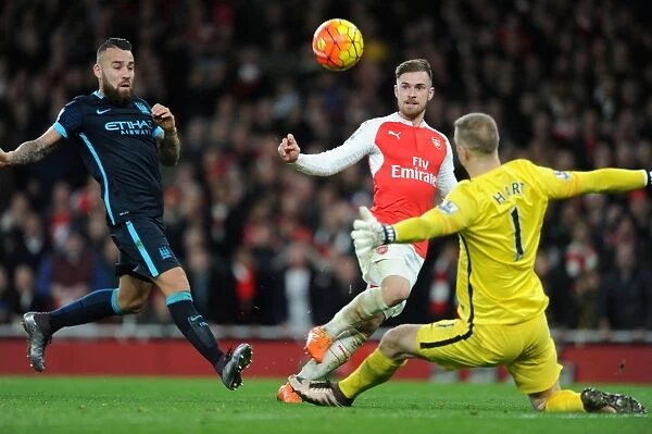Ramsey's Last-Minute Chip Thwarted by Otamendi's Intervention: Arsenal vs Manchester City, 2015-16 Premier League
