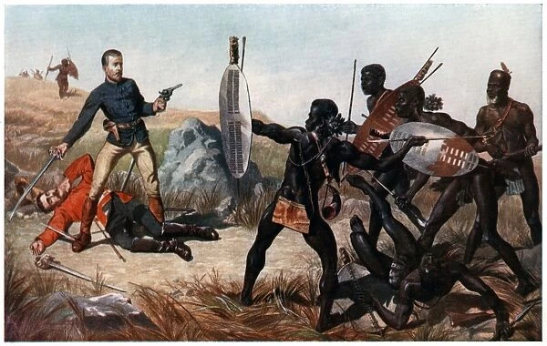 An incident at the Battle of Isandlwana (Isanhlwana). Lieutenants Melvill and Coghill