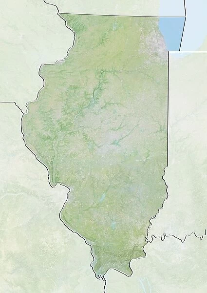 State of Illinois, United States, Relief Map