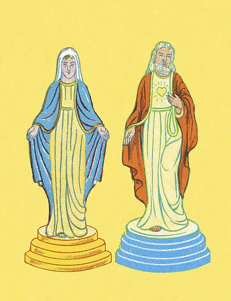 Jesus and Mary on Yellow Background