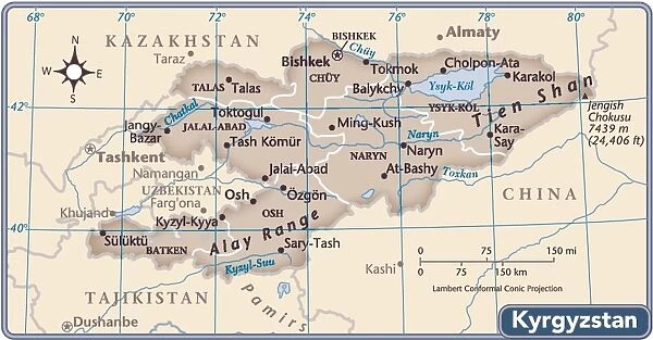 Kyrgyzstan country map