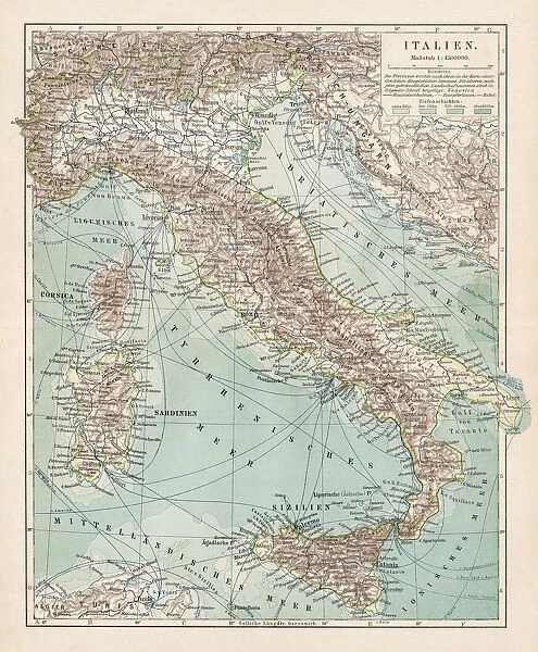Map of Italy 1900