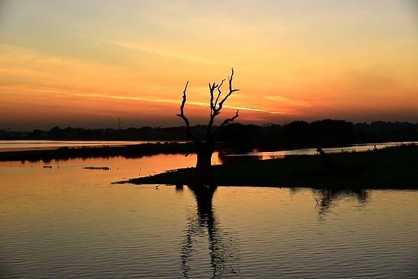 Myanmar landscape with reflection sky sunset